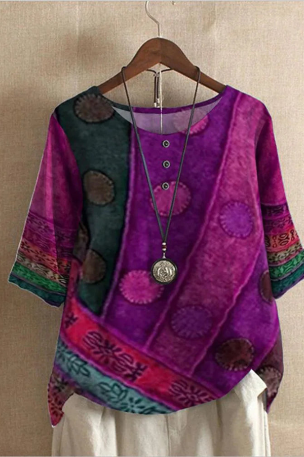 Colorful Bohemian Casual Style Blouse