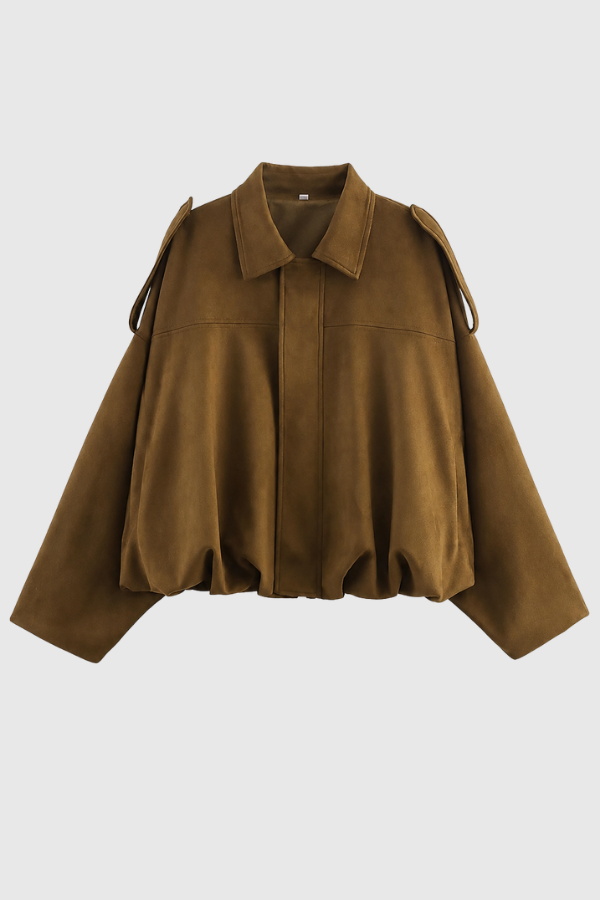 Chic Lapel Bomber Jacket