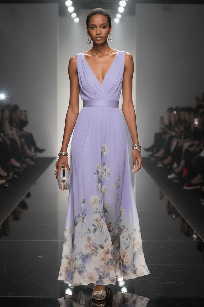 Romantic Floral Chiffon Maxi Dress
