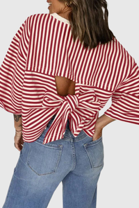 Striped Back Bow Summer Top