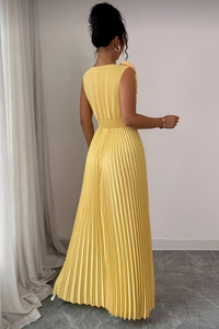 Sophisticated Pleated Square Neck Midi Dresses