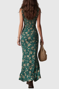 Vintage Print A Line Midi Dress