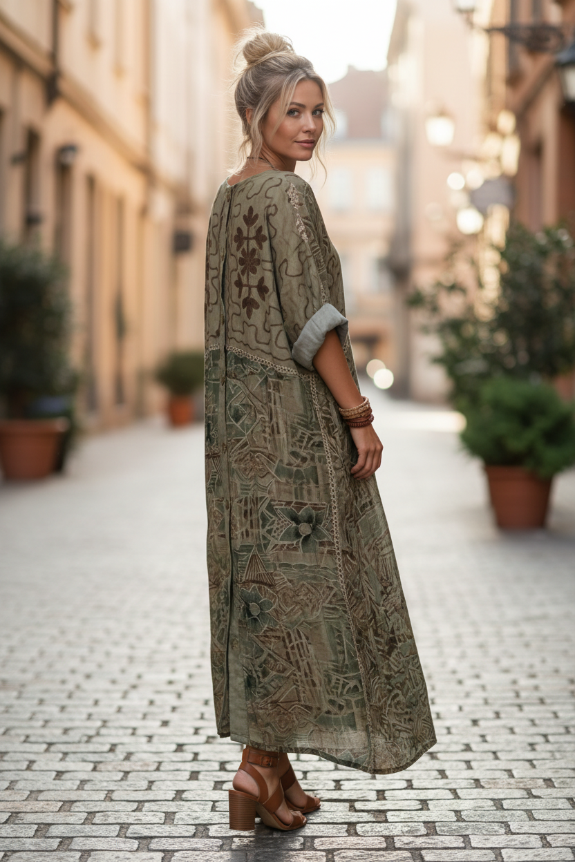 Relaxed Embroidered Midi Dress