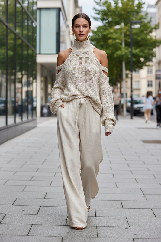 Comfortable Bardot Two-Piece Set