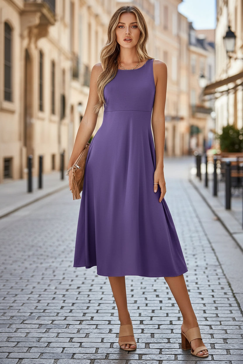 Sleeveless A-Line Midi Dress