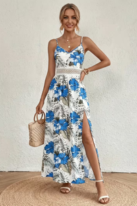 Floral V Neck Sleeveless Maxi Dress