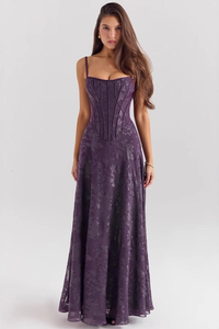 Floral Spaghetti Strap Formal Dress