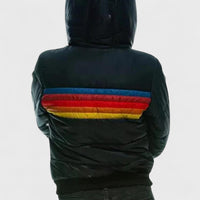 Quilted Striped Zip Front Puffer Jacket