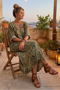 Relaxed Embroidered Midi Dress