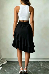Irregular Ruffle Midi Skirt