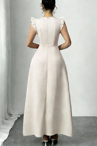 Romantic Pleated Square Neck Midi Dresses