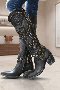 Studded Western Knee High Boots