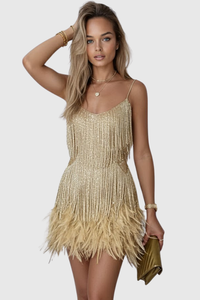 Fringe Feather Cocktail Dress