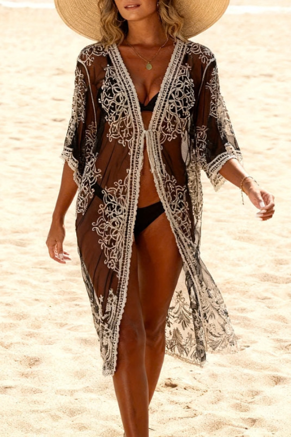 Boho Mesh Embroidered Dress