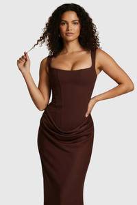 Sculpted Elegant Midi Occasion Dress