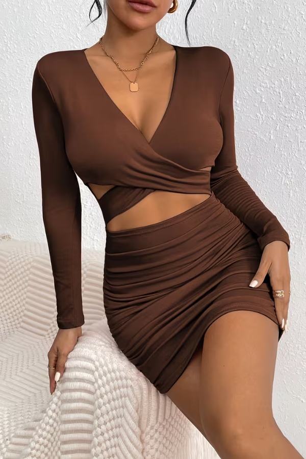 Sculpted Cutout Vneck Dress