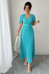 Waist Pleated Midi Dresses Elegant