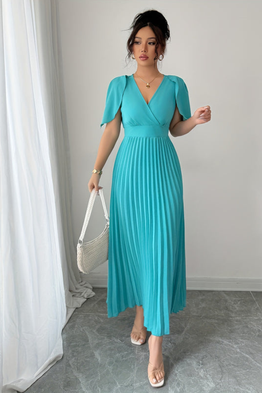 Waist Pleated Midi Dresses Elegant