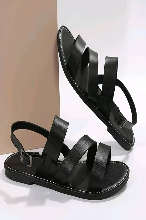 Triple Strap Flat Casual Sandals