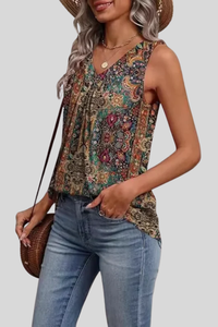 Boho Ruched V Neck Blouse