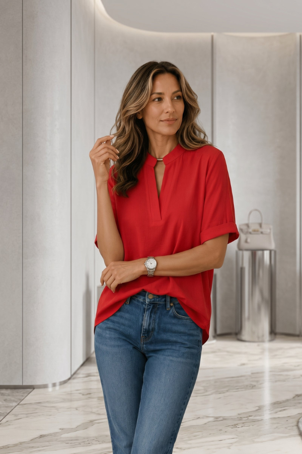 Zeitlose Eleganz V-Ausschnitt Bluse