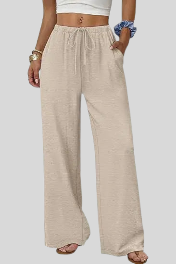 Relaxed Drawstring Wide Leg Pants