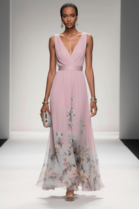 Romantic Floral Chiffon Maxi Dress
