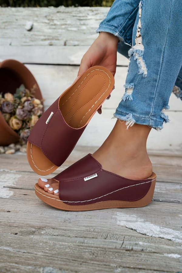 Arch Support Wedge Slip On Sandals