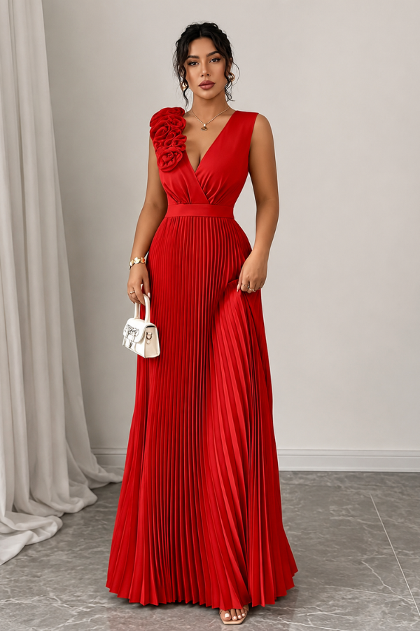 Sophisticated Pleated Square Neck Midi Dresses