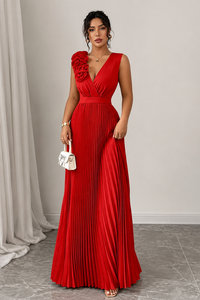 Sophisticated Pleated Square Neck Midi Dresses