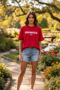 Chic Oversized Prosecco Print T-Shirt