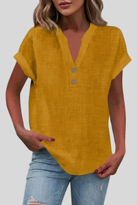 Elegant V Neck Button Blouse