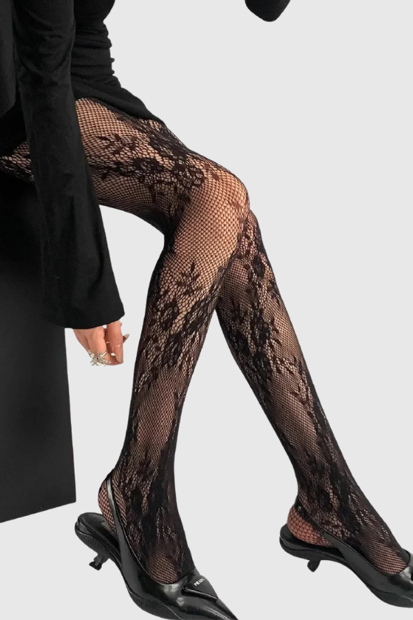 Elegant Floral Lace Pattern Tights