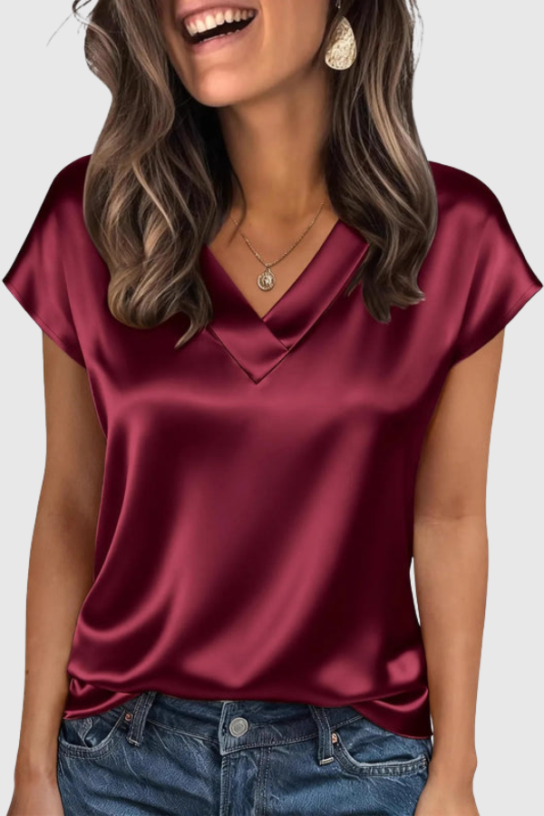 Elegant V Neck Summer Blouse