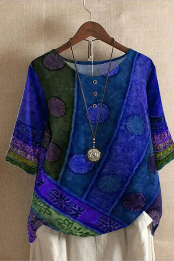 Colorful Bohemian Casual Style Blouse