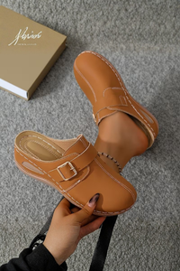 Closed Toe Platform Mule Slippers