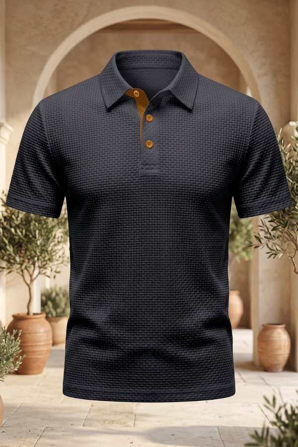 Hafenwelle Texturiertes Polo-Shirt