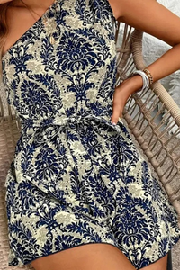 Floral Rayon Romper One Shoulder
