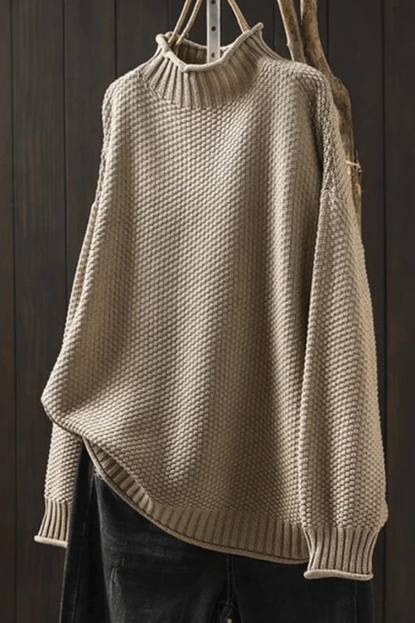Textured Knit High Neck Sweater
