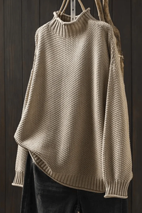 Textured Knit High Neck Sweater