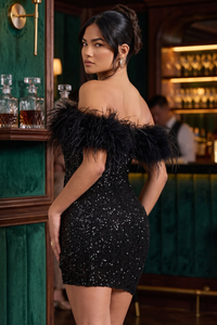 Off Shoulder Cocktail Mini Dress