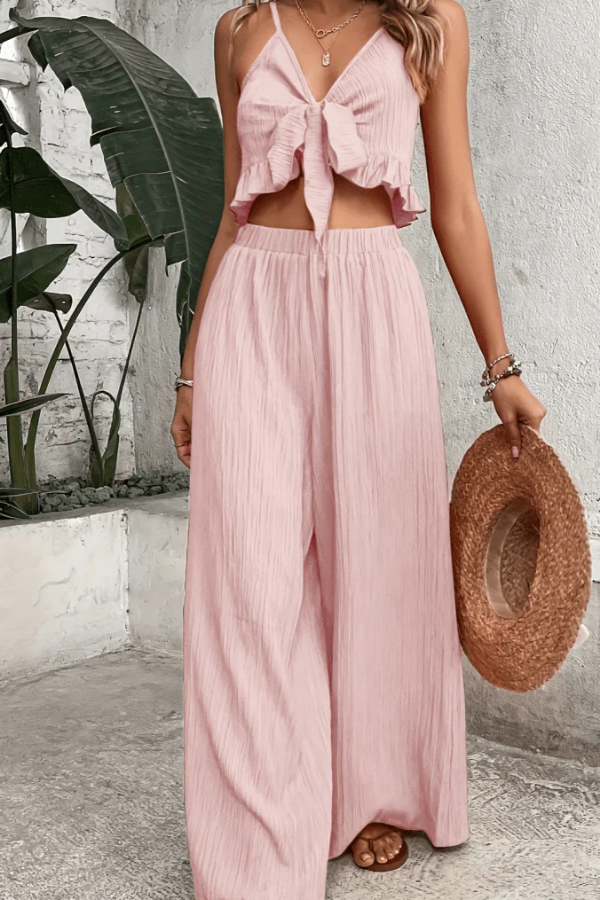 Chic Tie Front Pants Set