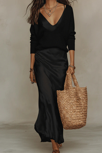 Elegant Midi Dress And Sweater Set