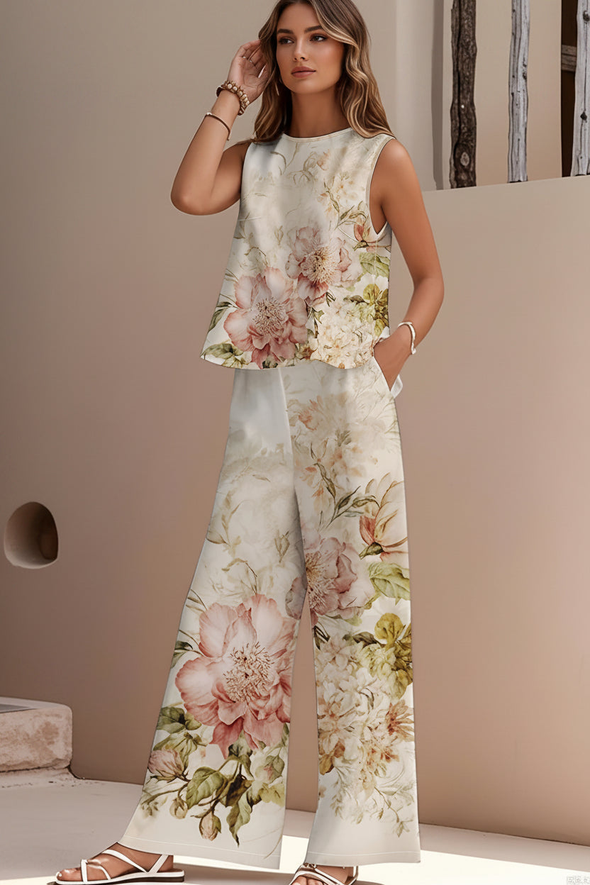 Chic Floral Two-Piece Set with Effortless Casual Appeal