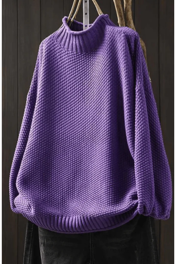 Textured Knit High Neck Sweater