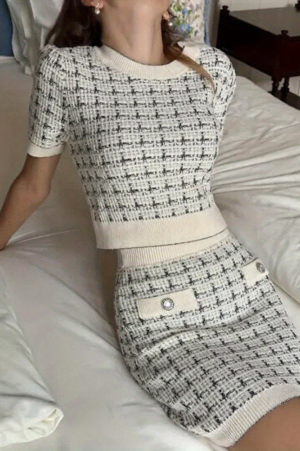 Checkered Knit Two Piece Set