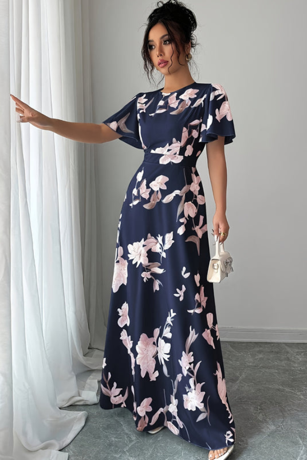Retro Pleated Midi Dresses Floral