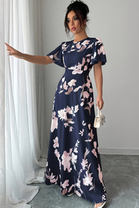 Retro Pleated Midi Dresses Floral