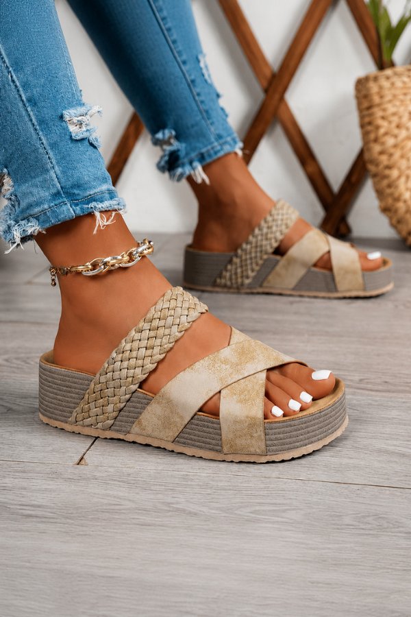 Vintage Woven Platform Summer Slippers