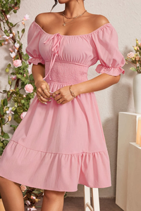 Graceful Pleated Square Neck Midi Dresses